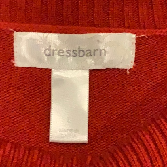 Dressbarn red fold over shoulder tasseled lightweight sweater sz large - Picture 5 of 13
